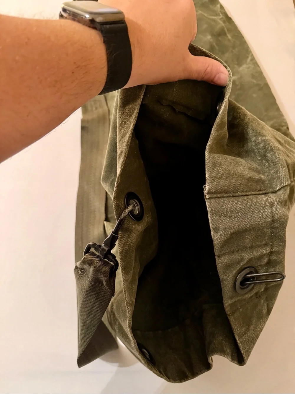 Vintage US Army Military OD Green Canvas Duffle Bag Vietnam War Era 40x18